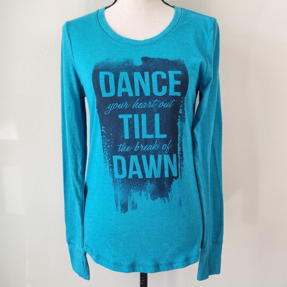 Tek Gear Dry Tek Womens Teal Blue Size Medium Dance Long Sleeve Athletic‎ Shirt